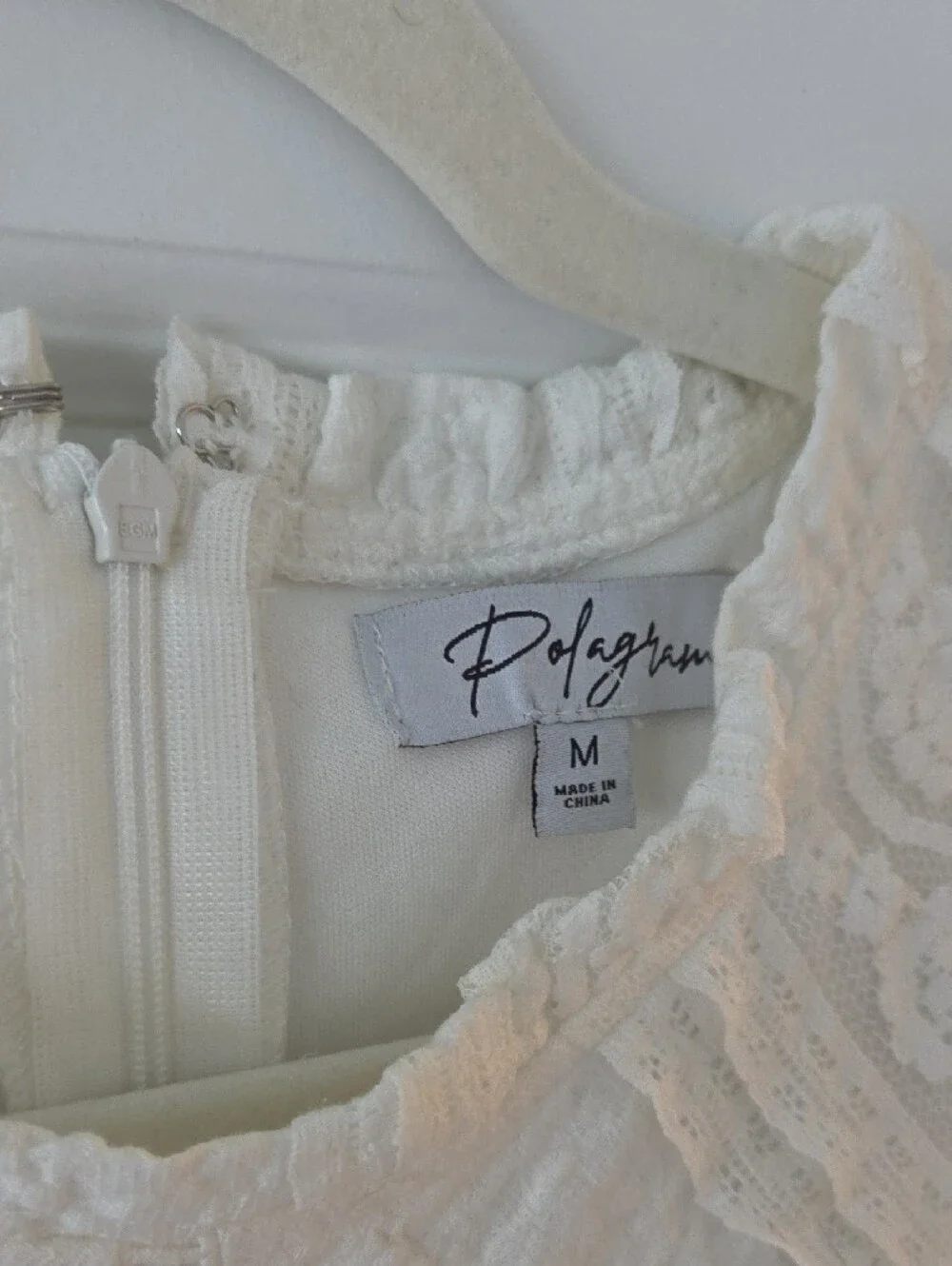 Polagram Ivory Textured Lace Midi Dress - Picture 3 of 9